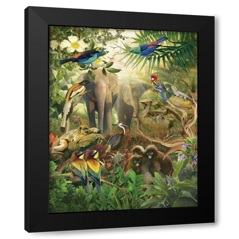 Jungle Mix IV Black Modern Wood Framed Art Print with Double Matting by Hunziker, Steve