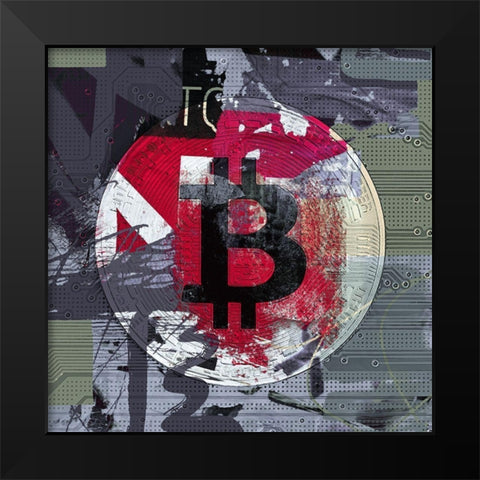 Bitcoin Crypto Currency I Black Modern Wood Framed Art Print by Orlov, Irena
