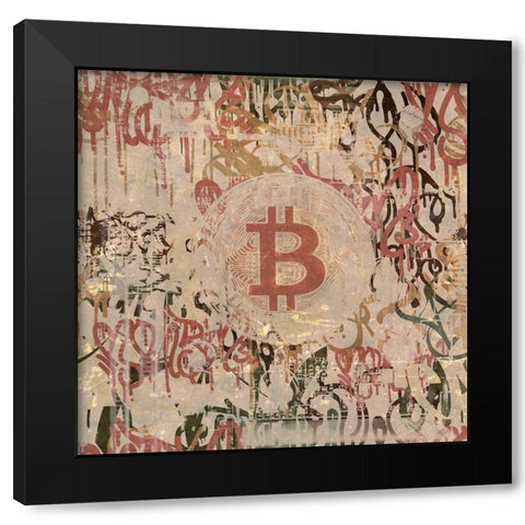 Bitcoin Graffiti Art IV Black Modern Wood Framed Art Print by Orlov, Irena