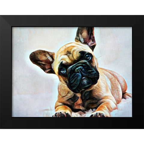 Fawn French Bulldog Puppy Pose Black Modern Wood Framed Art Print by Aldridge, Ashley
