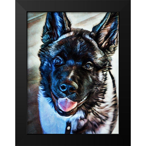 American Akita Puppy Smile Black Modern Wood Framed Art Print by Aldridge, Ashley
