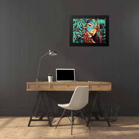 Tribal of Turquoise Black Modern Wood Framed Art Print by Aldridge, Ashley