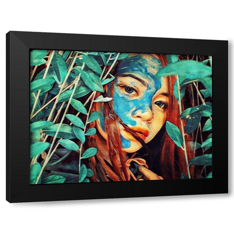 Tribal of Turquoise Black Modern Wood Framed Art Print with Double Matting by Aldridge, Ashley