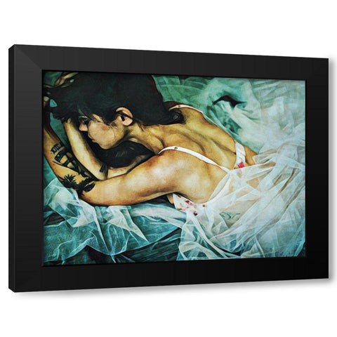 Turquoise Turmoil Black Modern Wood Framed Art Print with Double Matting by Aldridge, Ashley