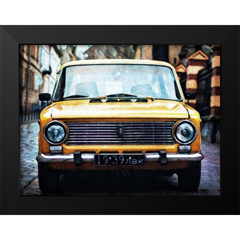 Canary Coloured Car Black Modern Wood Framed Art Print by Aldridge, Ashley