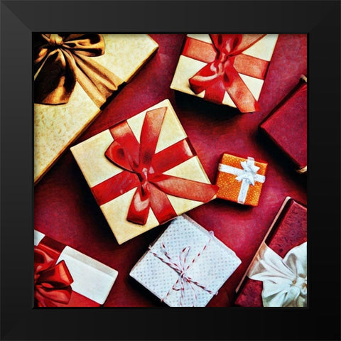 Christmas Presents Black Modern Wood Framed Art Print by Aldridge, Ashley