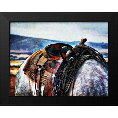 Cowboy Saddled Up Black Modern Wood Framed Art Print by Aldridge, Ashley