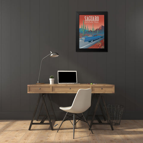 Saguaro National Park with Text Black Modern Wood Framed Art Print by Courtney, Richard