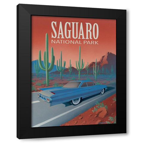 Saguaro National Park with Text Black Modern Wood Framed Art Print by Courtney, Richard