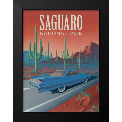 Saguaro National Park with Text Black Modern Wood Framed Art Print by Courtney, Richard