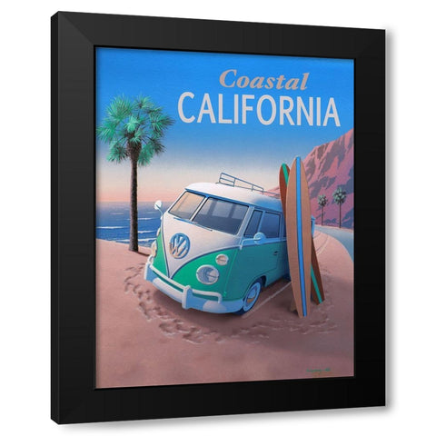Coastal California with Text Black Modern Wood Framed Art Print by Courtney, Richard