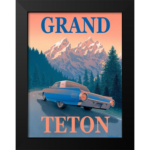 Grand Teton with Text Black Modern Wood Framed Art Print by Courtney, Richard