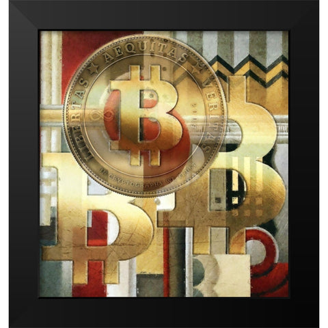 Bitcoin Deco VII Black Modern Wood Framed Art Print by Hunziker, Steve