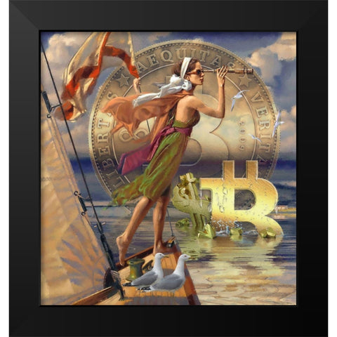 Bitcoin Deco X Black Modern Wood Framed Art Print by Hunziker, Steve