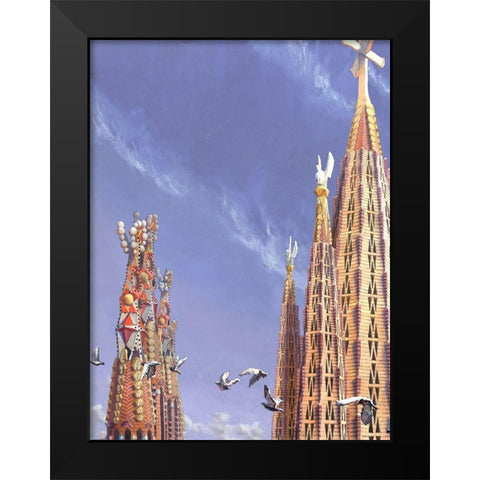 Sagrada Familia Towers II Black Modern Wood Framed Art Print by Wang, John