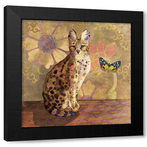 Duchess Bellflower the Cat Black Modern Wood Framed Art Print with Double Matting by Evalia Designs