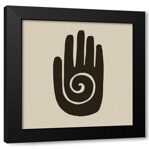 Healing Hand Block Print Black Modern Wood Framed Art Print with Double Matting by Haase, Andrea