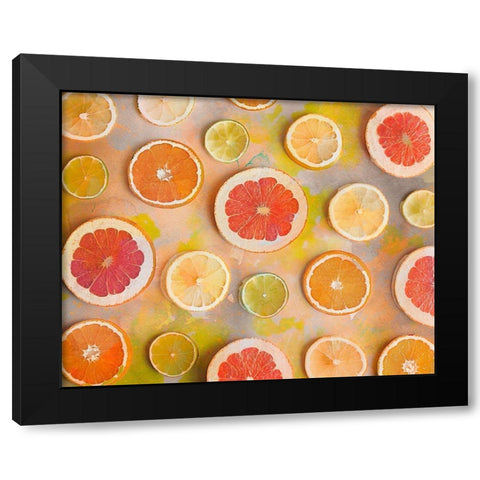 Citrus Fun Black Modern Wood Framed Art Print by Haase, Andrea