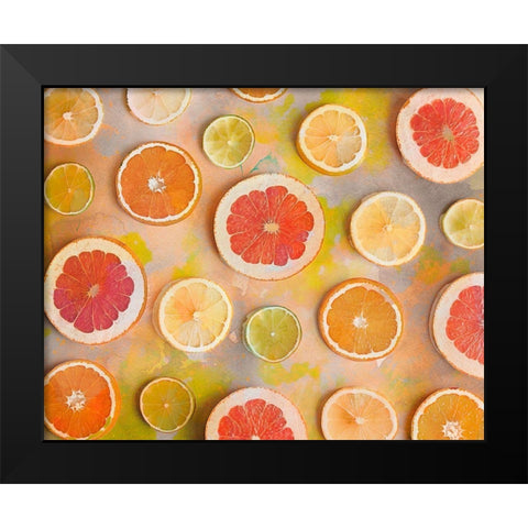 Citrus Fun Black Modern Wood Framed Art Print by Haase, Andrea