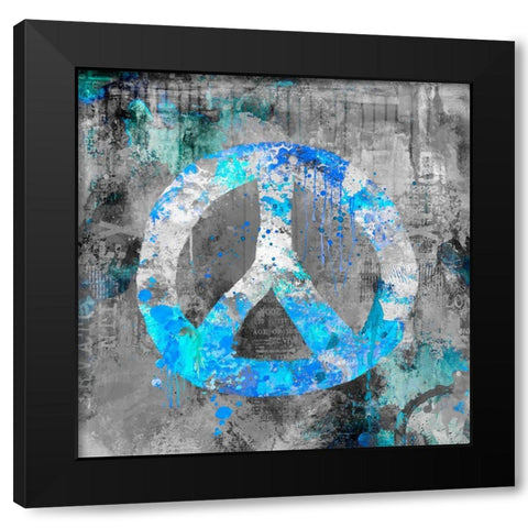 Blue Peace Black Modern Wood Framed Art Print with Double Matting by Haase, Andrea