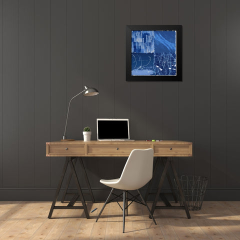 Blue Squared II Black Modern Wood Framed Art Print by Smith, Karen