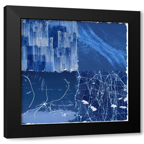 Blue Squared II Black Modern Wood Framed Art Print with Double Matting by Smith, Karen