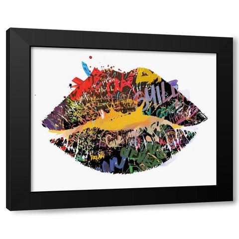 Gibberish Black Modern Wood Framed Art Print by Smith, Karen