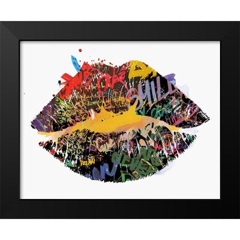 Gibberish Black Modern Wood Framed Art Print by Smith, Karen