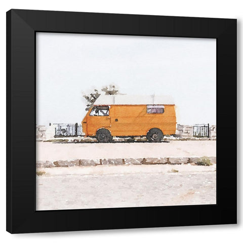 Orange Van Black Modern Wood Framed Art Print with Double Matting by Curinga, Kim