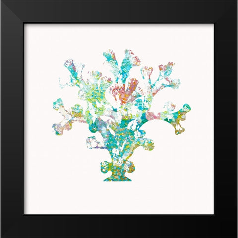 St Barts Coral Black Modern Wood Framed Art Print by Guillen, Surma