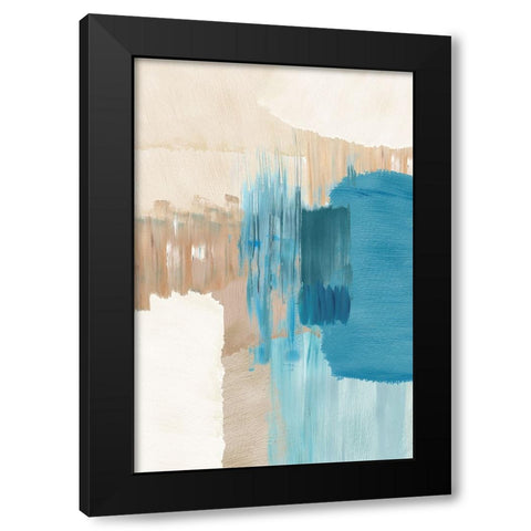 Blue Motion II Black Modern Wood Framed Art Print by Kouta, Flora