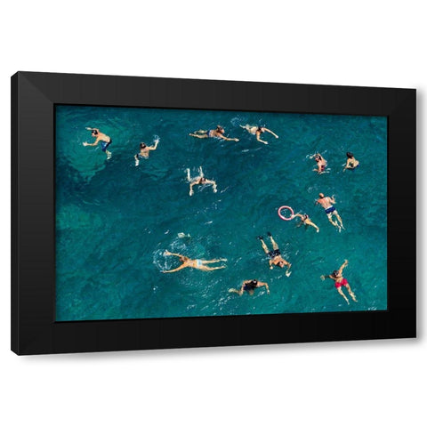 Blue water swim Black Modern Wood Framed Art Print with Double Matting by Tonti, Carlo