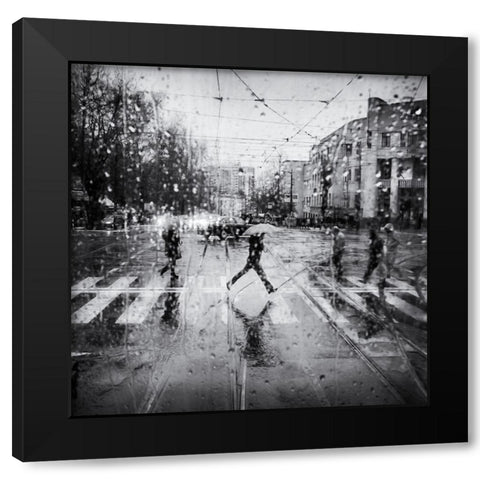 The Decisive Leap Black Modern Wood Framed Art Print by Economou, Costas