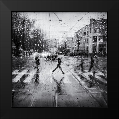 The Decisive Leap Black Modern Wood Framed Art Print by Economou, Costas