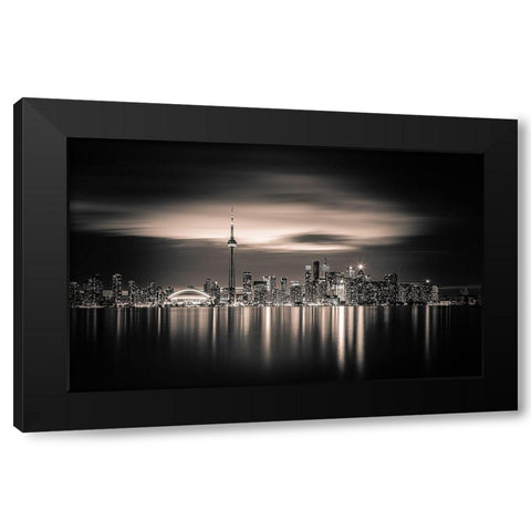 Toronto Black Modern Wood Framed Art Print by Yoann
