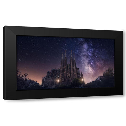 Sagrada Familia Black Modern Wood Framed Art Print with Double Matting by F. Turienzo, Carlos