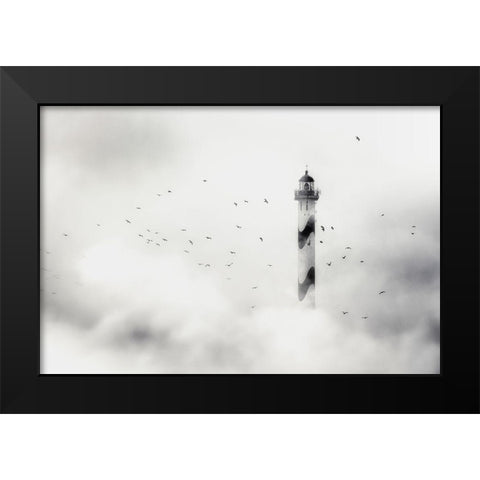 the fog Black Modern Wood Framed Art Print by Flour, Piet