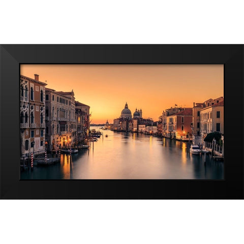 Dawn on Venice Black Modern Wood Framed Art Print by Zhang, Eric
