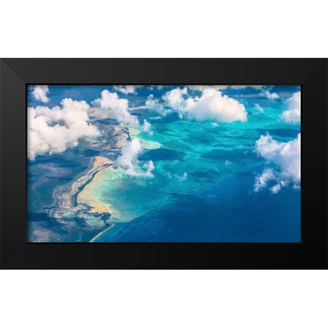 Sand Beach meets ocean Black Modern Wood Framed Art Print by (David) Dai, Wei