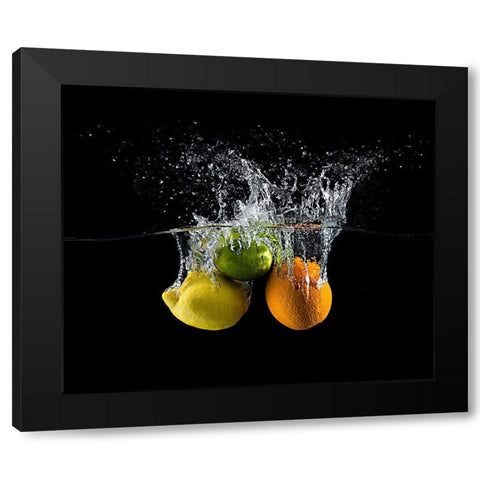 Citrus splash Black Modern Wood Framed Art Print with Double Matting by Stefan, Mogyorosi