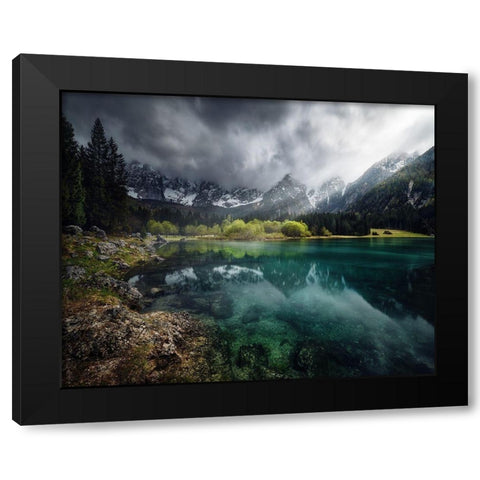 Azul turquesa. Black Modern Wood Framed Art Print with Double Matting by Pablo De, Juan