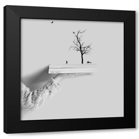 BOOK DRAME HE+ART Black Modern Wood Framed Art Print with Double Matting by Malijani, Hadi