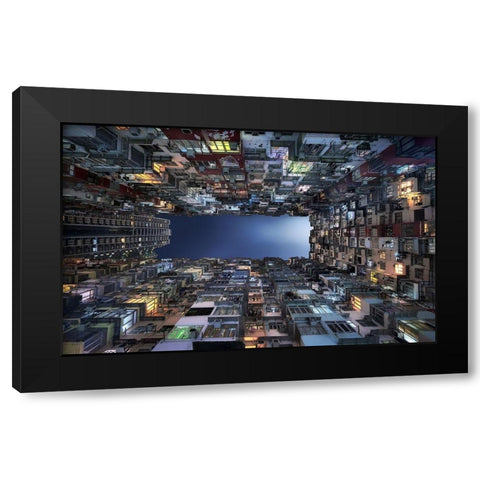 Beehive Buildings Black Modern Wood Framed Art Print by M. Garcia, Jesus