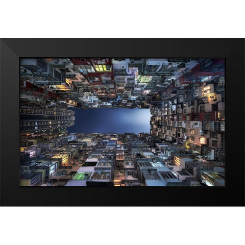 Beehive Buildings Black Modern Wood Framed Art Print by M. Garcia, Jesus