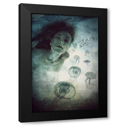 Siren Black Modern Wood Framed Art Print with Double Matting by Lazarska, Lucyna