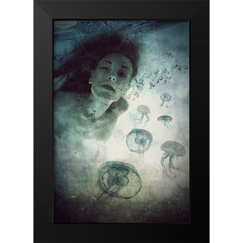 Siren Black Modern Wood Framed Art Print by Lazarska, Lucyna