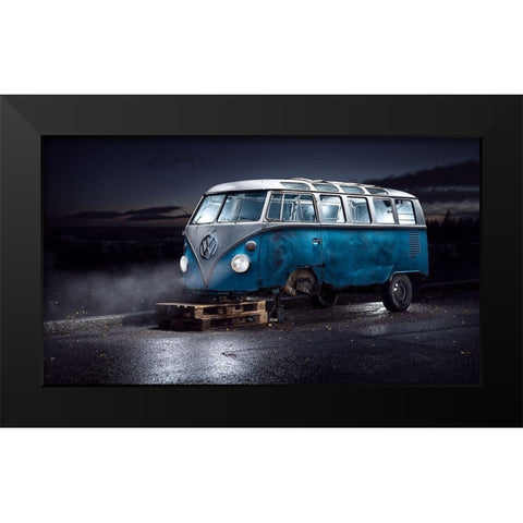 VW Kleinbus Black Modern Wood Framed Art Print by Damsten, Petri