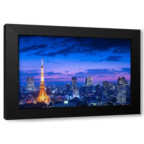 Tokyo night view Black Modern Wood Framed Art Print with Double Matting by Kataoka, Takao