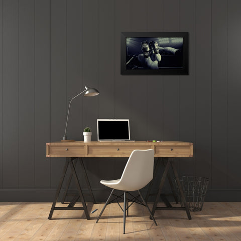 In the Glare of the Lights Black Modern Wood Framed Art Print by Vrican, Adrian