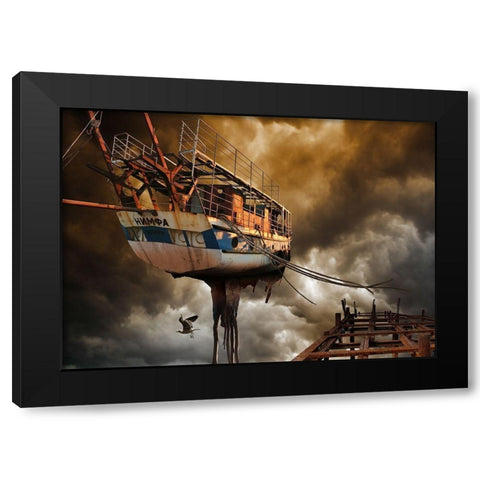 Nimfa Black Modern Wood Framed Art Print with Double Matting by Penchev, Radoslav